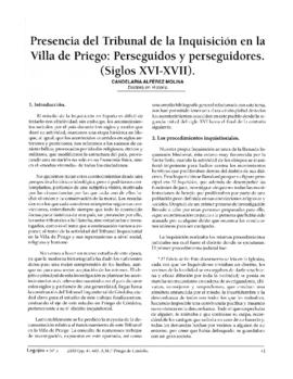 Presencia del tribunal de la inquisición en la Villa de Priego: Perseguidos y perseguidores (Siglos XVI - XVII)