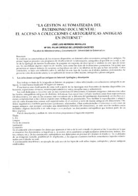 Gestión automatizada del patrimonio documental: El acceso a colecciones cartográficas antiguas en...