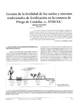 Gestión de la fertilidad del suelo y sistemas tradicionales de la fertilización en la comarca de Priego de Córdoba( ss. XVIII - XX)