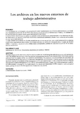 Los archivos en los nuevos entornos de trabajo administrativo