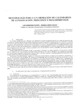 Metodología para la elaboración de calendarios de conservación: principios y procedimientos