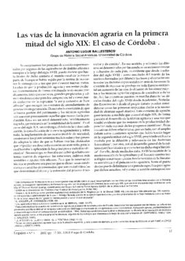 Las vías de innovación agraria en en la primera mitad del s.XIX: El caso de  Córdoba