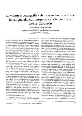 Visión escenográfica del teatro barroco desde la vanguardia contemporánea: García Lorca Versus Calderón