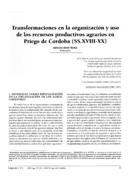 Transformación en la organización y uso de los recursos productivos agrarios en Priego de Córdoba (ss.XVIII - XX)